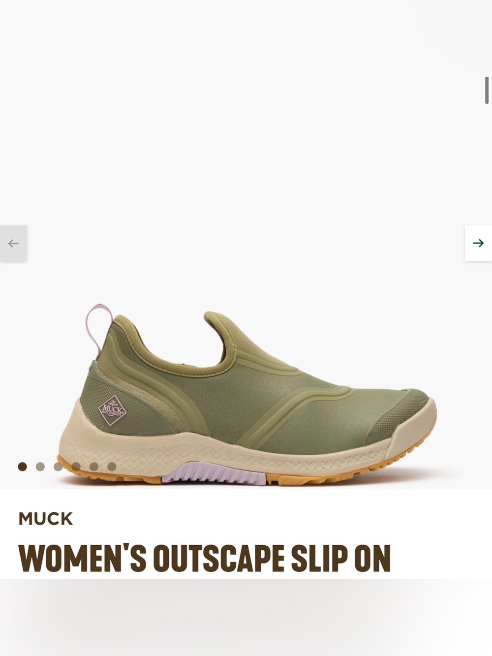 Muck Outscape Slip-On Women’s Olive Green Waterproof Shoe NIB